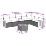 vidaXL Set mobilier de grădină cu perne, 8 piese, negru, poliratan
