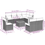 vidaXL Set mobilier de grădină cu perne, 9 piese, negru, poliratan