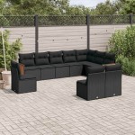 vidaXL Set canapele de grădină cu perne, 10 piese, negru, poliratan vidaXL Set canapele de grădină cu perne, 10 piese, negru, poliratan