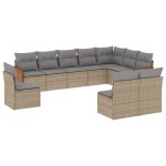vidaXL Set canapele de grădină cu perne, 10 piese, bej, poliratan