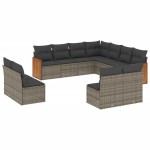 vidaXL Set canapele de grădină cu perne, 11 piese, gri, poliratan vidaXL Set canapele de grădină cu perne, 11 piese, gri, poliratan