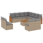 vidaXL Set canapele de grădină cu perne, 12 piese, bej, poliratan vidaXL Set canapele de grădină cu perne, 12 piese, bej, poliratan