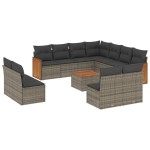 vidaXL Set canapea de grădină cu perne, 12 piese, gri, poliratan vidaXL Set canapea de grădină cu perne, 12 piese, gri, poliratan
