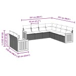 vidaXL Set mobilier de grădină cu perne, 9 piese, negru, poliratan