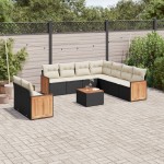 vidaXL Set canapele de grădină cu perne, 10 piese, negru, poliratan vidaXL Set canapele de grădină cu perne, 10 piese, negru, poliratan