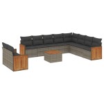 vidaXL Set canapele de grădină cu perne, 11 piese, gri, poliratan