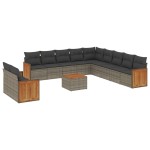 vidaXL Set canapea de grădină cu perne, 12 piese, gri, poliratan vidaXL Set canapea de grădină cu perne, 12 piese, gri, poliratan
