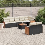 vidaXL Set mobilier de grădină cu perne, 9 piese, negru, poliratan vidaXL Set mobilier de grădină cu perne, 9 piese, negru, poliratan