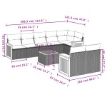 vidaXL Set mobilier de grădină cu perne, 9 piese, negru, poliratan vidaXL Set mobilier de grădină cu perne, 9 piese, negru, poliratan