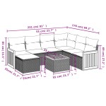 vidaXL Set mobilier de grădină cu perne, 8 piese, negru, poliratan