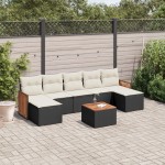 vidaXL Set mobilier de grădină cu perne, 8 piese, negru, poliratan vidaXL Set mobilier de grădină cu perne, 8 piese, negru, poliratan