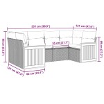 vidaXL Set mobilier grădină cu perne, 6 piese, gri, poliratan