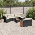 vidaXL Set canapele de grădină cu perne, 10 piese, negru, poliratan vidaXL Set canapele de grădină cu perne, 10 piese, negru, poliratan