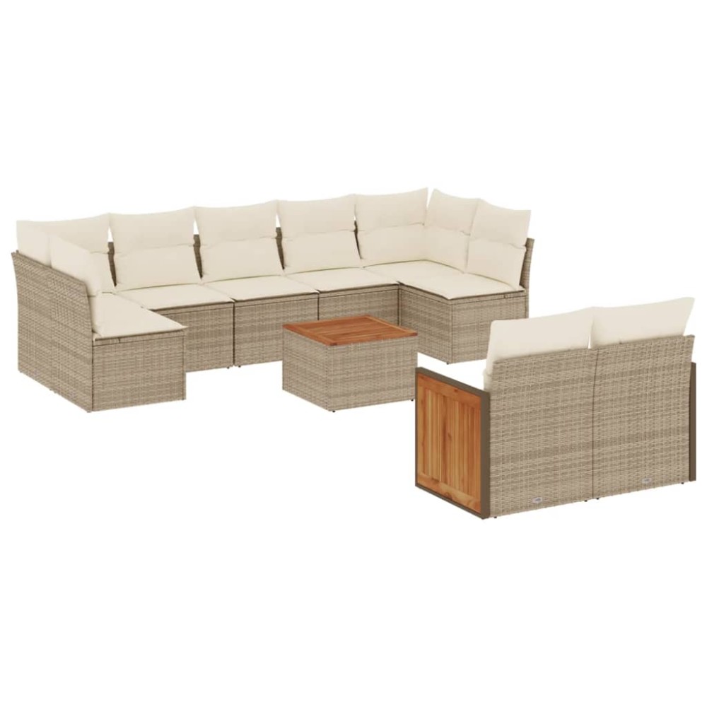 vidaXL Set canapele de grădină cu perne, 10 piese, bej, poliratan