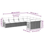 vidaXL Set mobilier de grădină cu perne, 9 piese, negru, poliratan