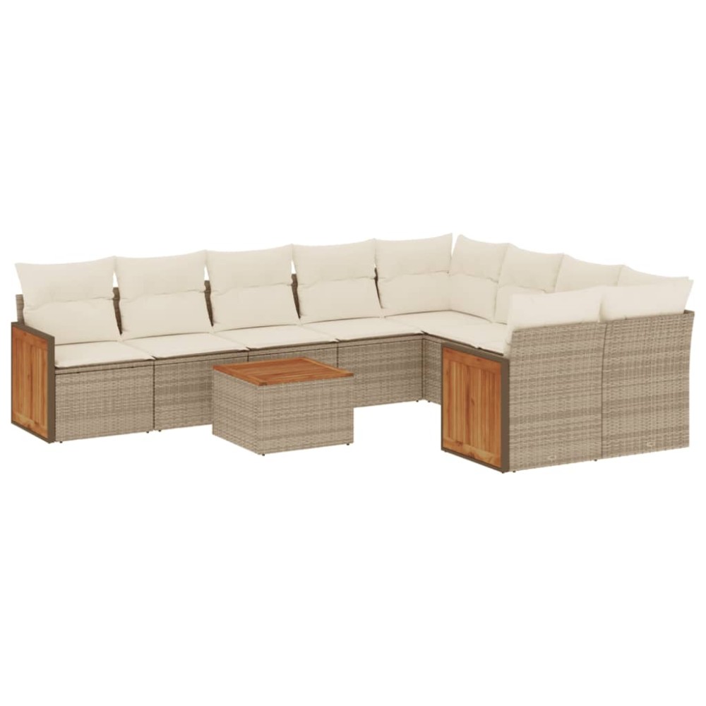 vidaXL Set canapele de grădină cu perne, 10 piese, bej, poliratan