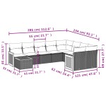 vidaXL Set canapele de grădină cu perne, 10 piese, negru, poliratan