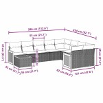 vidaXL Set canapele de grădină cu perne, 10 piese, negru, poliratan