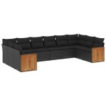 vidaXL Set canapele de grădină cu perne, 10 piese, negru, poliratan vidaXL Set canapele de grădină cu perne, 10 piese, negru, poliratan