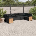 vidaXL Set canapele de grădină cu perne, 10 piese, negru, poliratan vidaXL Set canapele de grădină cu perne, 10 piese, negru, poliratan