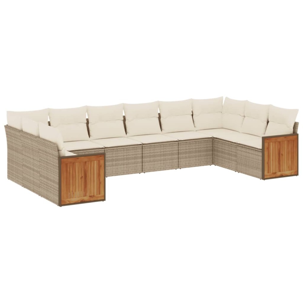 vidaXL Set canapele de grădină cu perne, 10 piese, bej, poliratan