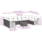 vidaXL Set canapele de grădină cu perne, 11 piese, negru, poliratan