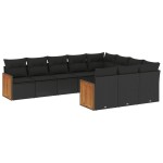 vidaXL Set canapele de grădină cu perne, 10 piese, negru, poliratan