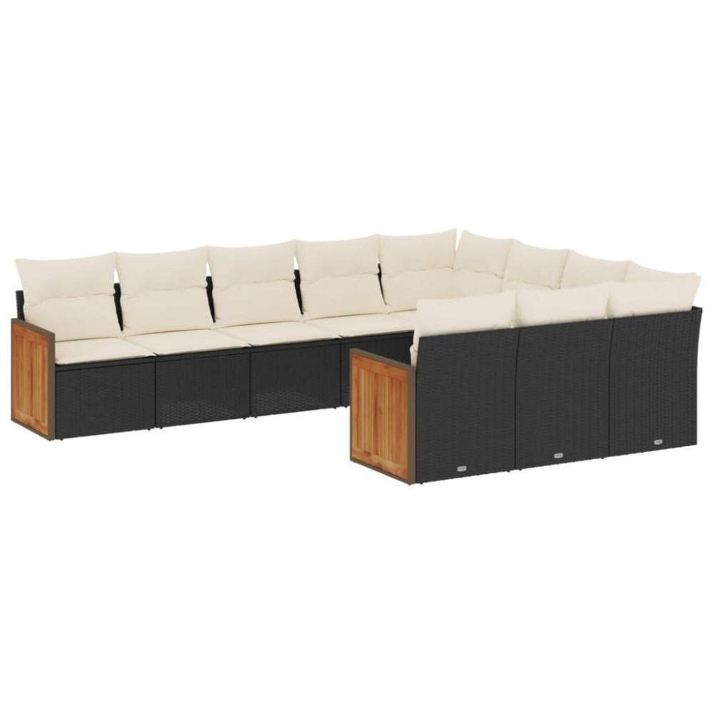 vidaXL Set canapele de grădină cu perne, 10 piese, negru, poliratan