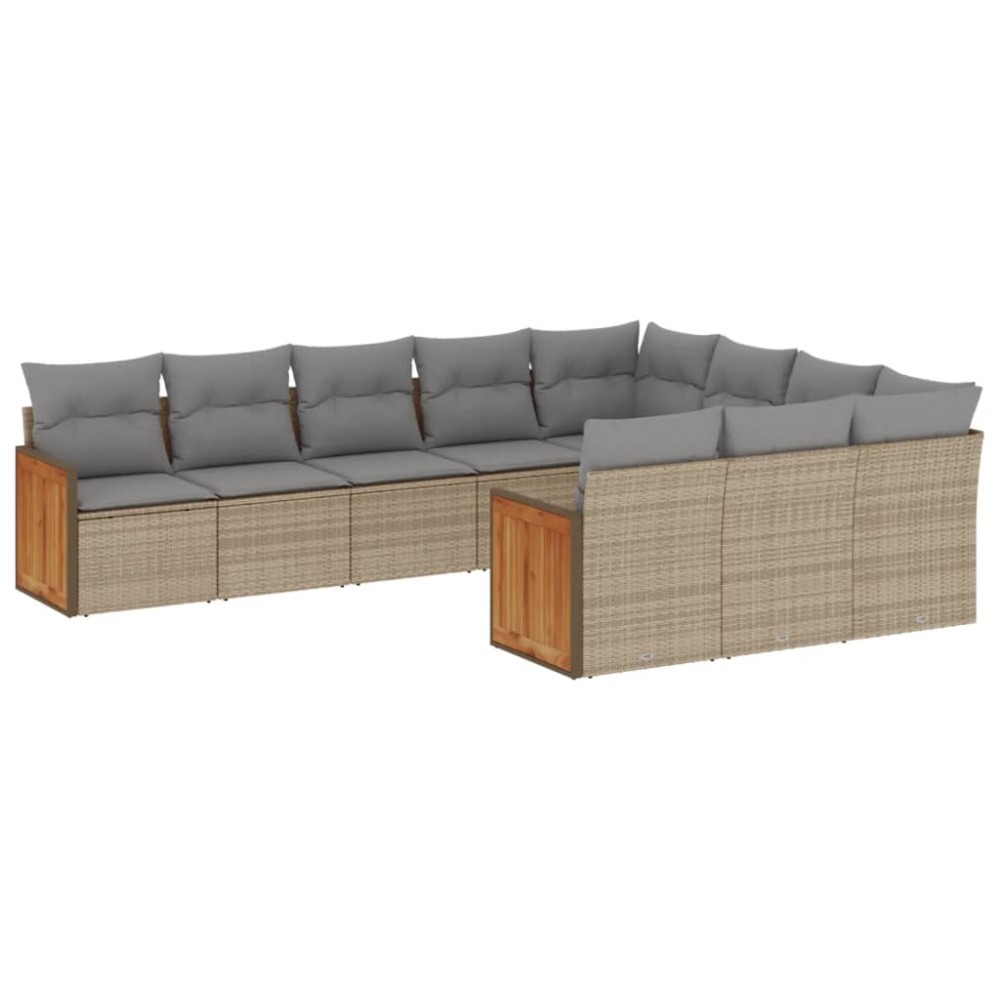 vidaXL Set canapele de grădină cu perne, 10 piese, bej, poliratan