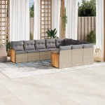 vidaXL Set canapele de grădină cu perne, 10 piese, bej, poliratan