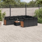 vidaXL Set canapele de grădină cu perne, 11 piese, negru, poliratan vidaXL Set canapele de grădină cu perne, 11 piese, negru, poliratan