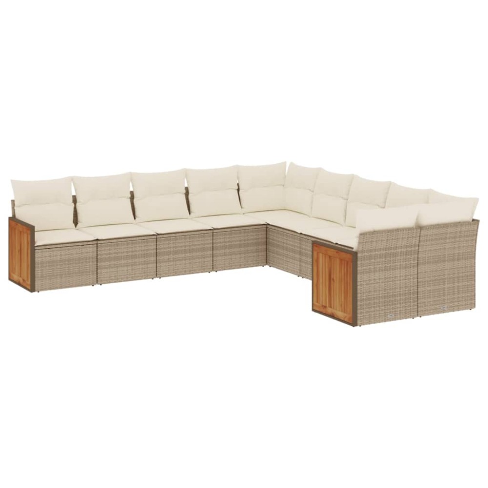 vidaXL Set canapele de grădină cu perne, 10 piese, bej, poliratan