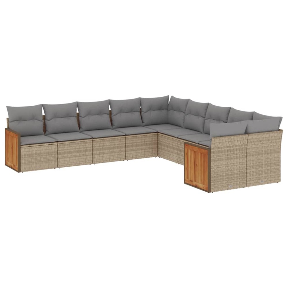 vidaXL Set canapele de grădină cu perne, 10 piese, bej, poliratan