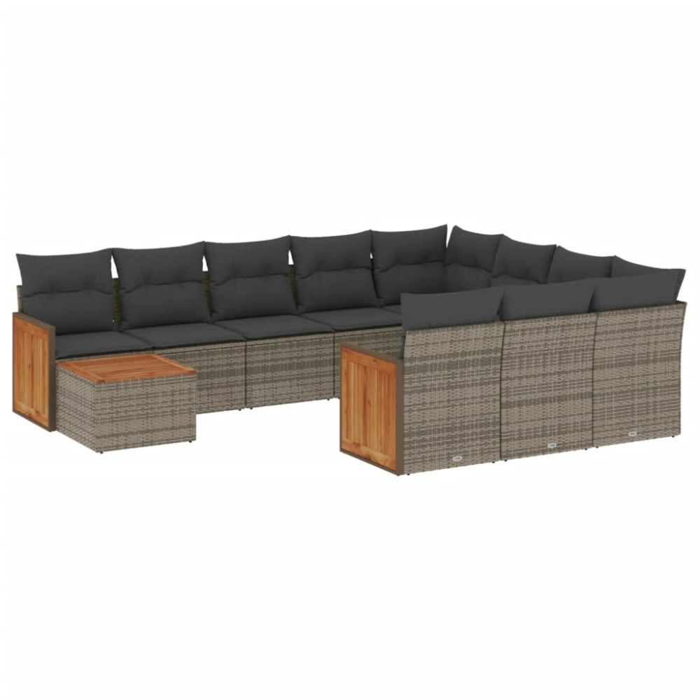 vidaXL Set canapele de grădină cu perne, 11 piese, gri, poliratan