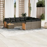 vidaXL Set canapele de grădină cu perne, 11 piese, gri, poliratan vidaXL Set canapele de grădină cu perne, 11 piese, gri, poliratan