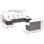 vidaXL Set mobilier de grădină cu perne, 9 piese, negru, poliratan