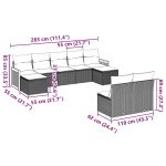 vidaXL Set mobilier de grădină cu perne, 9 piese, negru, poliratan
