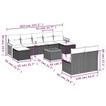 vidaXL Set canapele de grădină cu perne, 10 piese, negru, poliratan