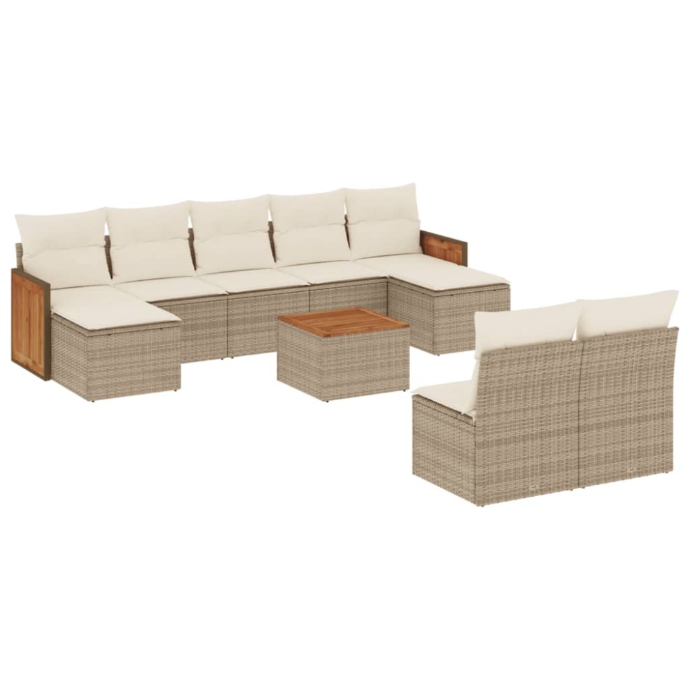 vidaXL Set canapele de grădină cu perne, 10 piese, bej, poliratan