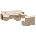 vidaXL Set canapele de grădină cu perne, 10 piese, bej, poliratan