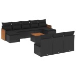 vidaXL Set canapele de grădină cu perne, 11 piese, negru, poliratan