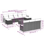 vidaXL Set canapele de grădină cu perne, 11 piese, negru, poliratan