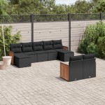 vidaXL Set mobilier de grădină cu perne, 9 piese, negru, poliratan vidaXL Set mobilier de grădină cu perne, 9 piese, negru, poliratan