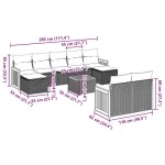 vidaXL Set canapele de grădină cu perne, 10 piese, negru, poliratan
