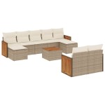 vidaXL Set canapele de grădină cu perne, 10 piese, bej, poliratan