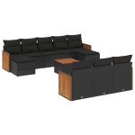 vidaXL Set canapele de grădină cu perne, 11 piese, negru, poliratan