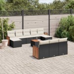 vidaXL Set canapele de grădină cu perne, 11 piese, negru, poliratan vidaXL Set canapele de grădină cu perne, 11 piese, negru, poliratan
