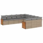 vidaXL Set canapele de grădină cu perne, 11 piese, bej, poliratan vidaXL Set canapele de grădină cu perne, 11 piese, bej, poliratan
