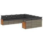 vidaXL Set canapele de grădină cu perne, 11 piese, gri, poliratan vidaXL Set canapele de grădină cu perne, 11 piese, gri, poliratan