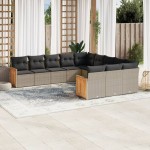 vidaXL Set canapele de grădină cu perne, 11 piese, gri, poliratan vidaXL Set canapele de grădină cu perne, 11 piese, gri, poliratan